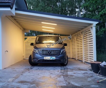 carport lw ze ściankami ażurowymi i oświetleniem led